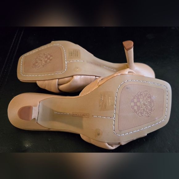 Vince Camuto Joieana Puffy Strap Dress Mule Heeled Sandal Tan NWOT - Picture 9 of 9